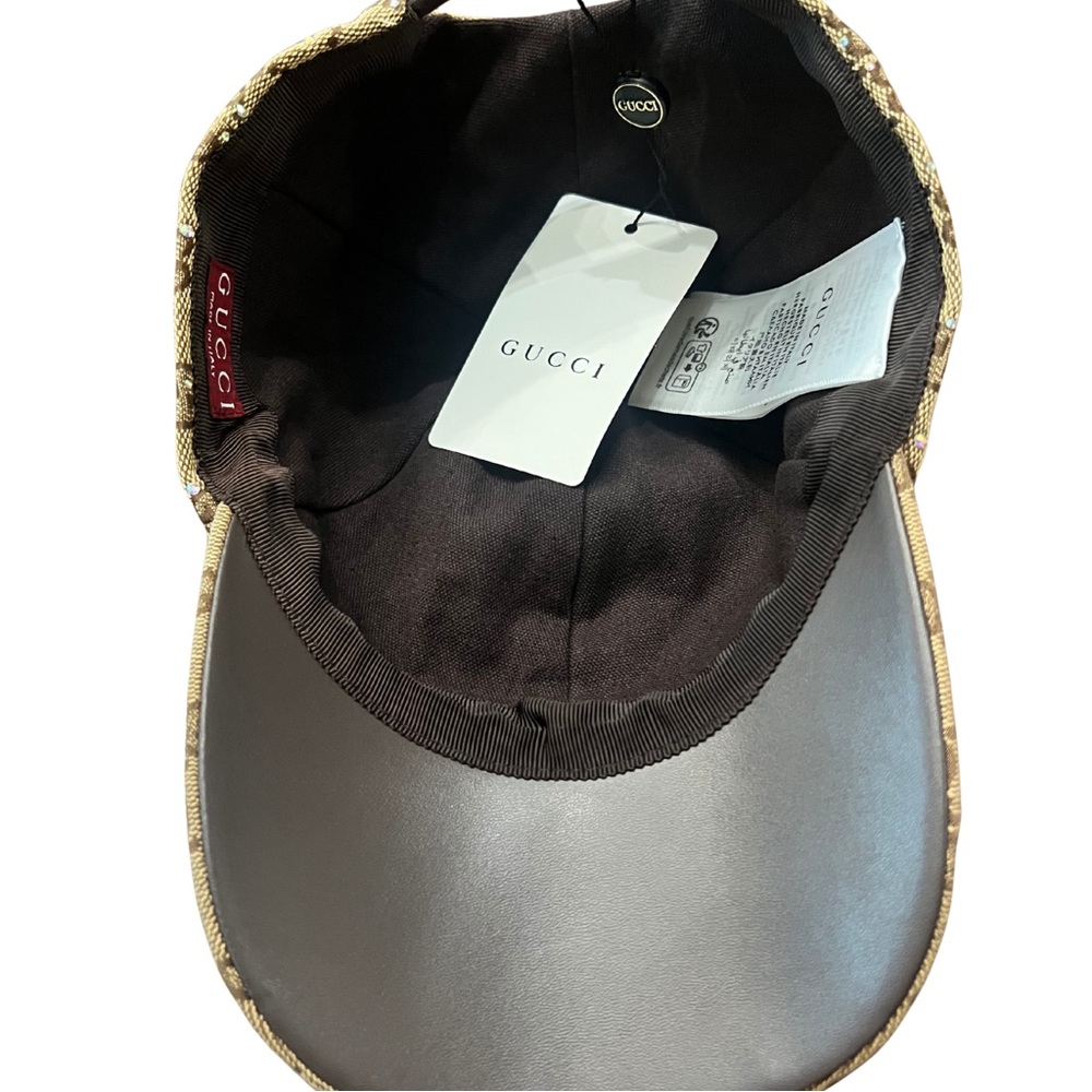 Gucci Crystals GG Brown Canvas Baseball Hat - Picture 10 of 10